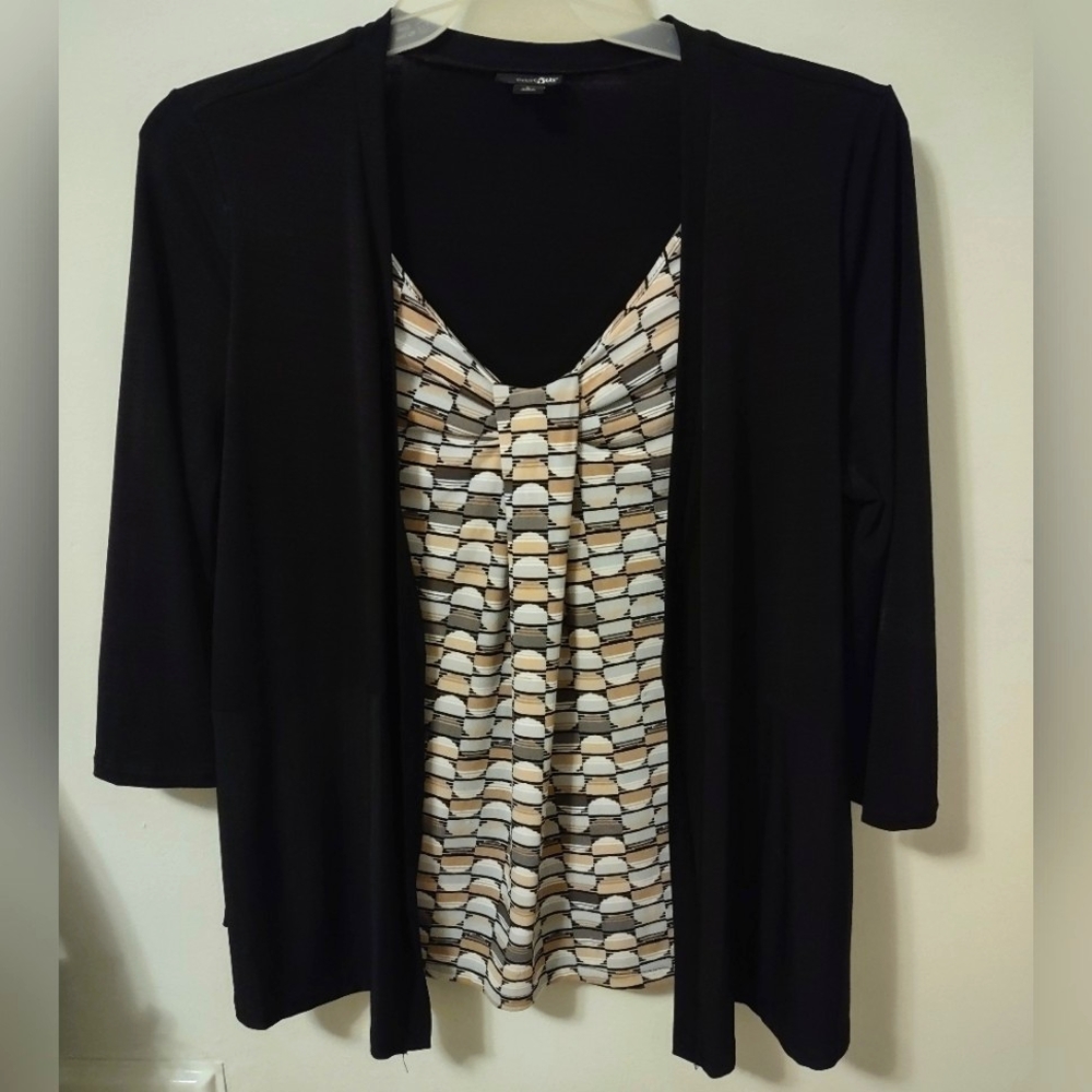 Black Blouse Shell & Cardigan 1-pc
